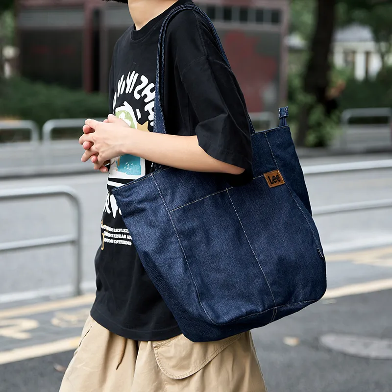 Lee Denim Commute Tote Shoulder Bag Unisex Black/Denim Blue/Khaki-4