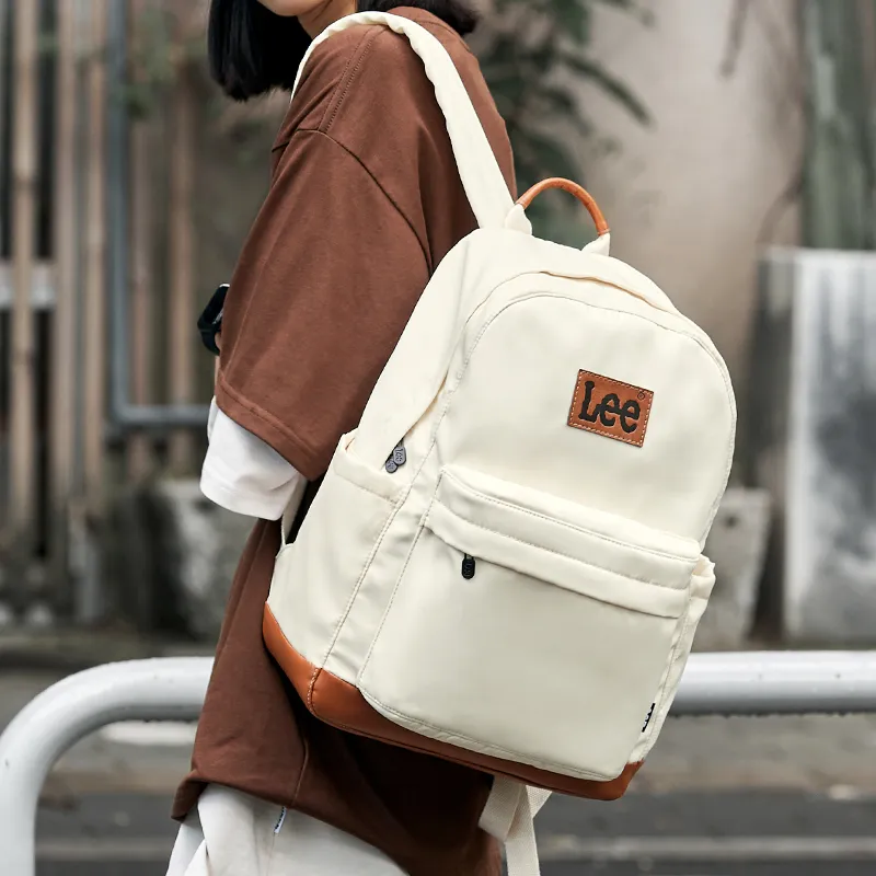 Lee Oxford Practical Backpack Computer Commute Backpack Men's Unisex Ecru/Burgundy/Black-5
