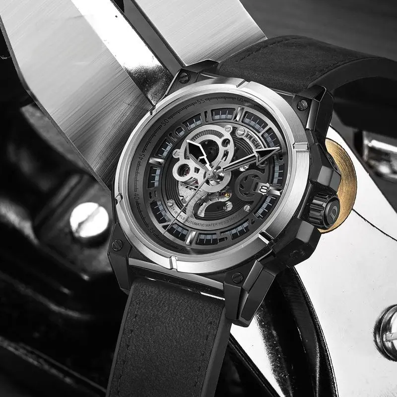 DURIUEU Mechanical Movement Watch Men's Watches Black Dial-4