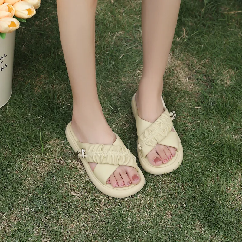 GEMEIQ Slide Slippers Women's Beige/Yellow-8