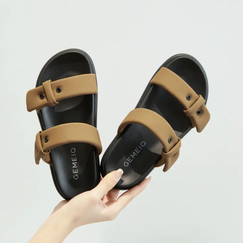 GEMEIQ Slide Slippers Women's Ecru/Caramel-6