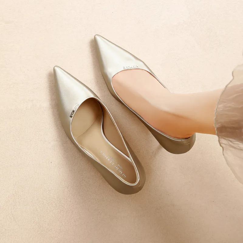 GEMEIQ Slim Heel High Heels 6CM Women's Champagne-3