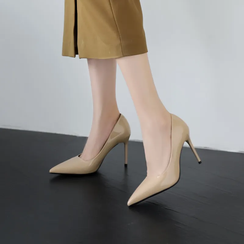 GEMEIQ Slim Heel High Heels 9.5CM Women's Nude-4