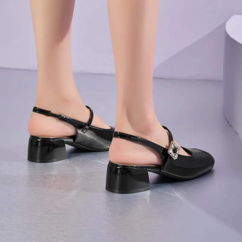 GEMEIQ Block Heel High Heels 4.5cm Women's-5