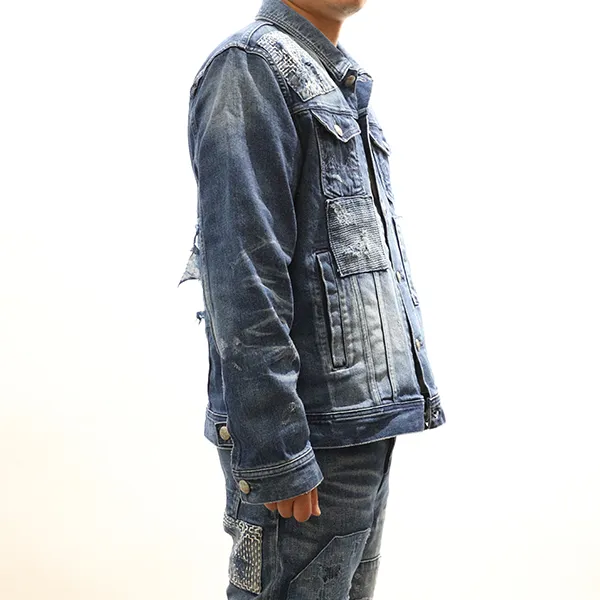 CHEVIGNON x WHOVAL Denim Jacket Men's Blue-4
