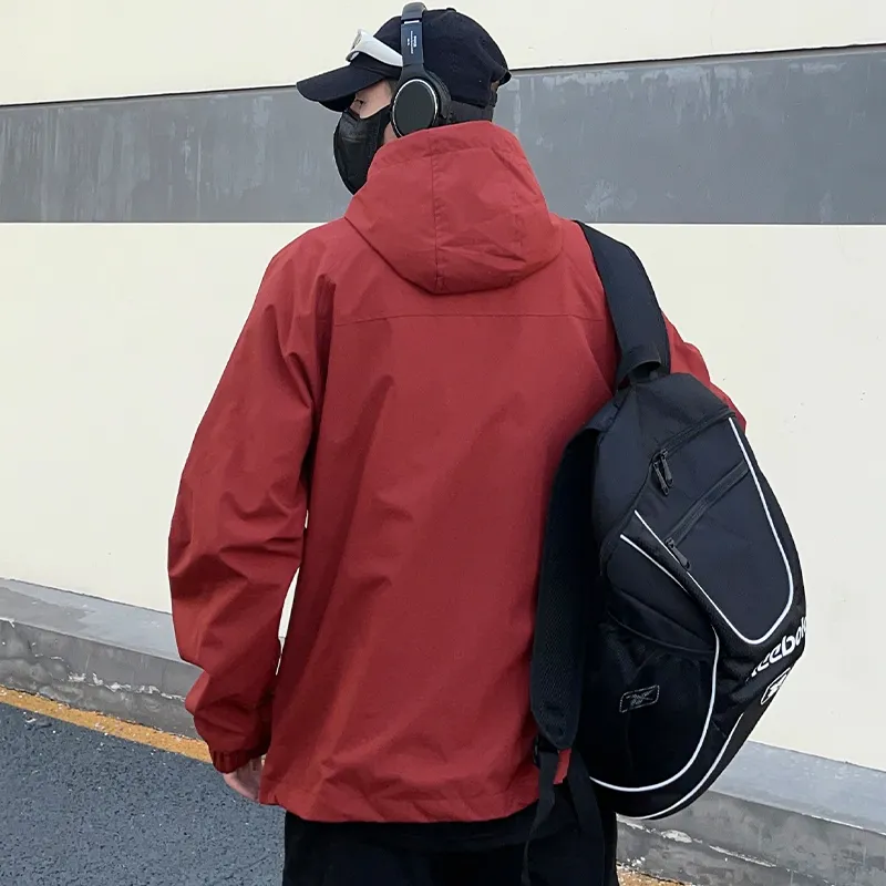BEENTRILL Waterproof, Windproof, And Breathable Windbreaker Jacket Unisex Rosefinch Red-14