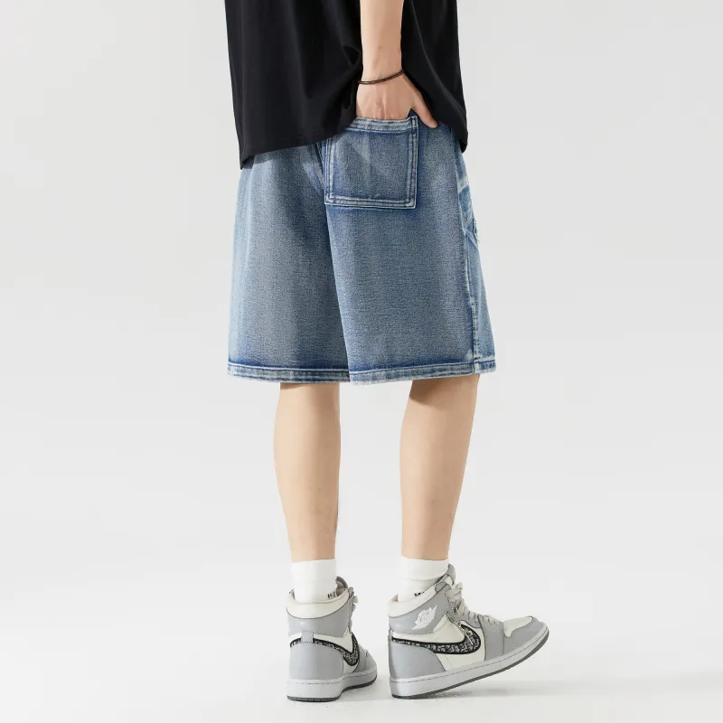 BEENTRILL Denim Shorts Unisex Washed Blue-3