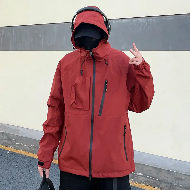 BEENTRILL Waterproof, Windproof, And Breathable Windbreaker Jacket Unisex Rosefinch Red-15