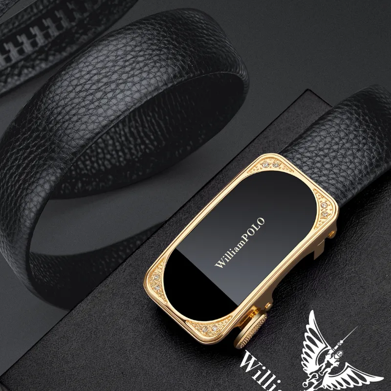 WilliamPOLO Cow Leather Top Grain Cow Leather Leather Belts Women's Black Width 3.0cm-4