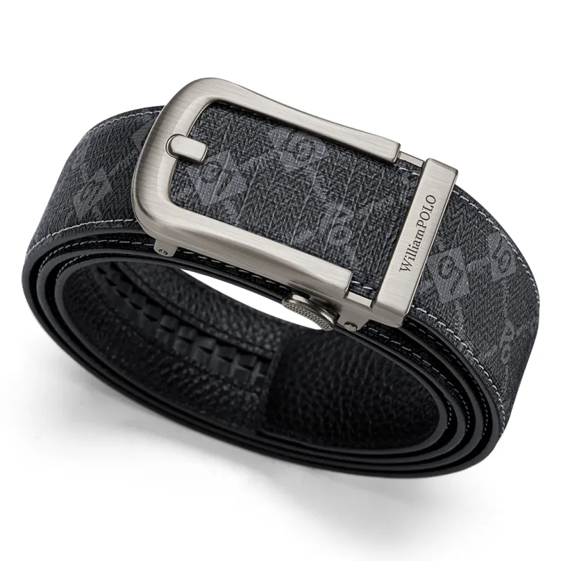WilliamPOLO Cow Leather/PVC Leather Belts Men's 3.5cm Width-4