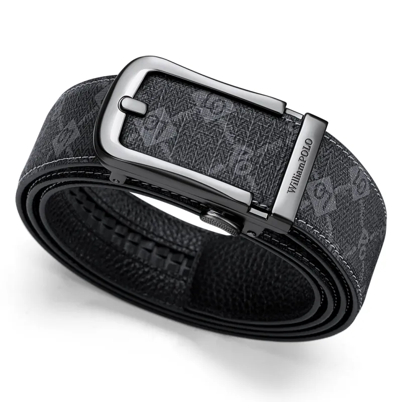 WilliamPOLO Cow Leather/PVC Leather Belts Men's 3.5cm Width-1