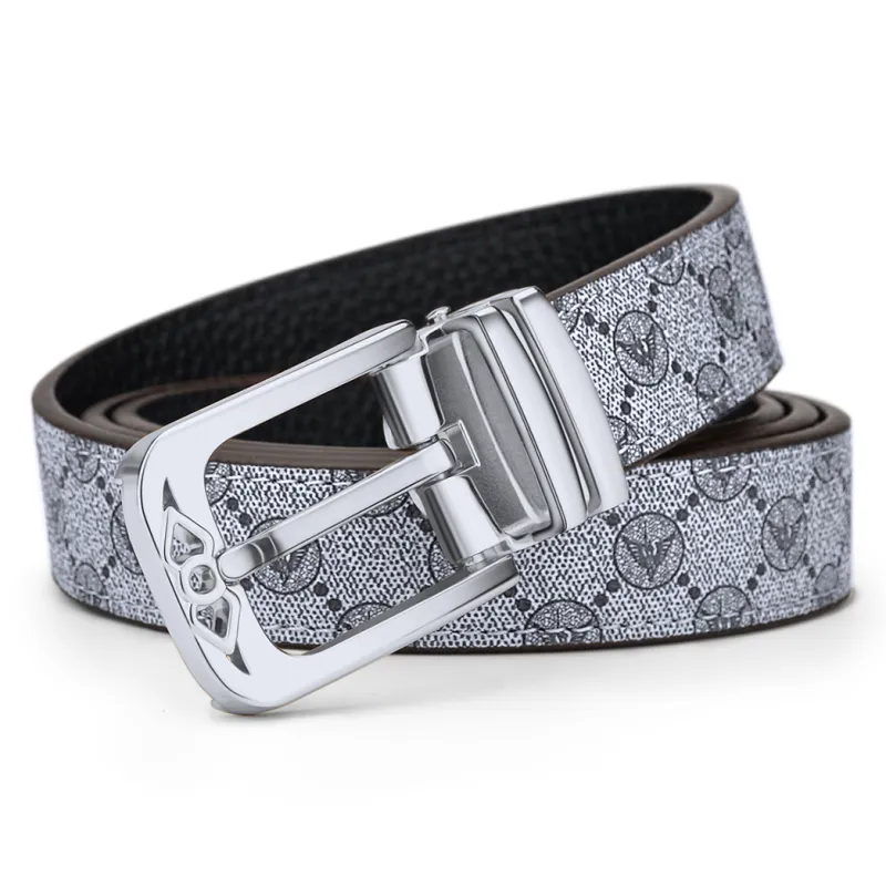 WilliamPOLO PVC Cow Leather Belts Women's Silver Buckle Gray Strap 2.4cm Width-3