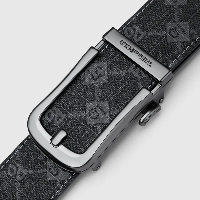 WilliamPOLO Cow Leather/PVC Leather Belts Men's 3.5cm Width-2