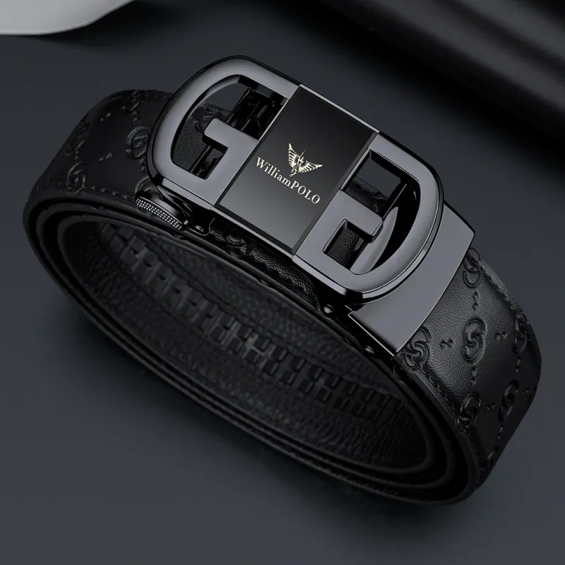 WilliamPOLO Cow Leather Belts Men's 3.5cm Width-4