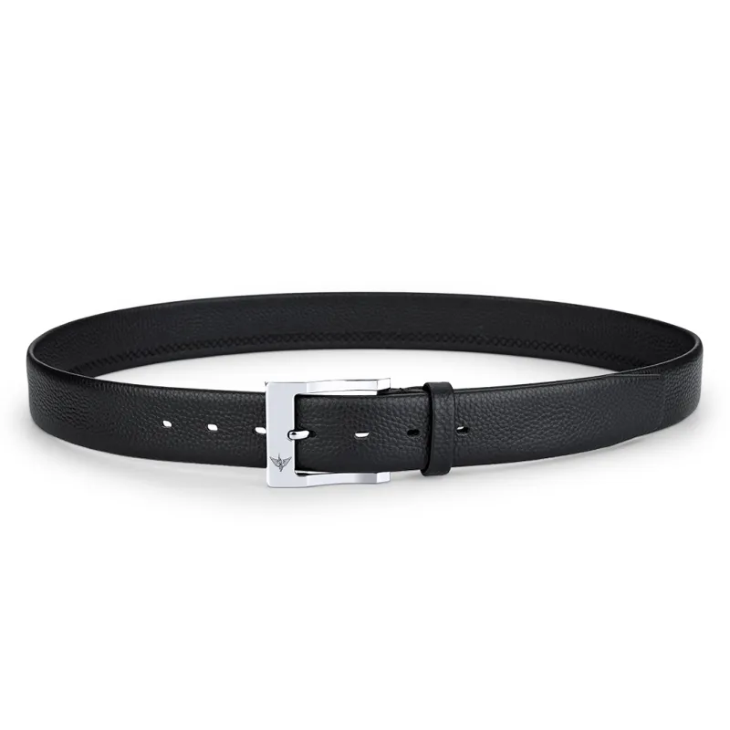 WilliamPOLO Cow Leather Leather Belts Men's Silver 3.8cm Width-3
