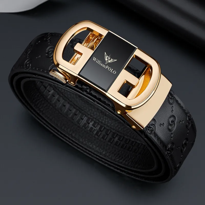 WilliamPOLO Cow Leather Belts Men's 3.5cm Width-12