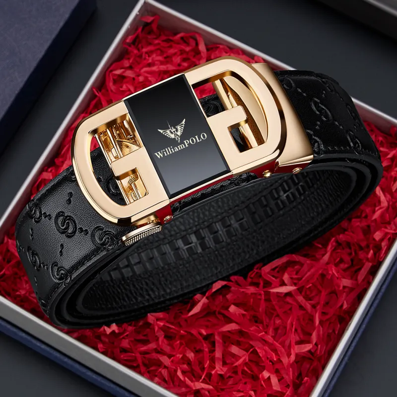 WilliamPOLO Cow Leather Belts Men's 3.5cm Width-13