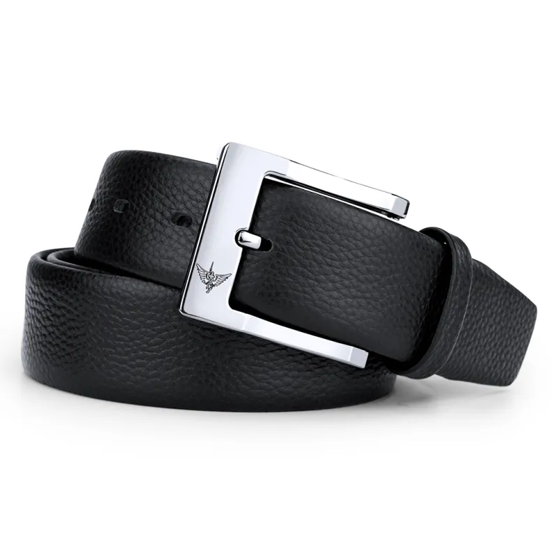 WilliamPOLO Cow Leather Leather Belts Men's Silver 3.8cm Width-2