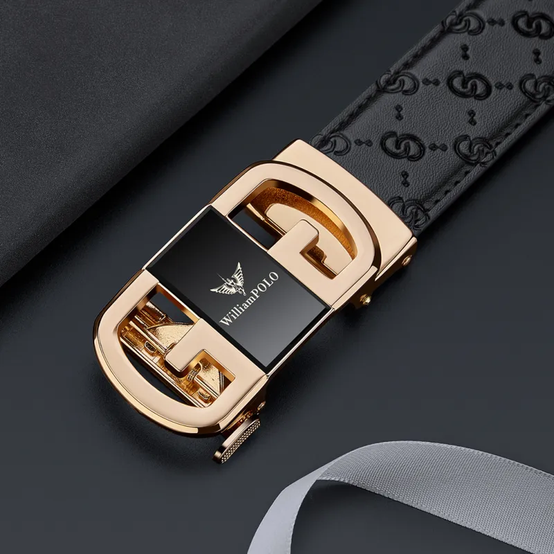 WilliamPOLO Cow Leather Belts Men's 3.5cm Width-14