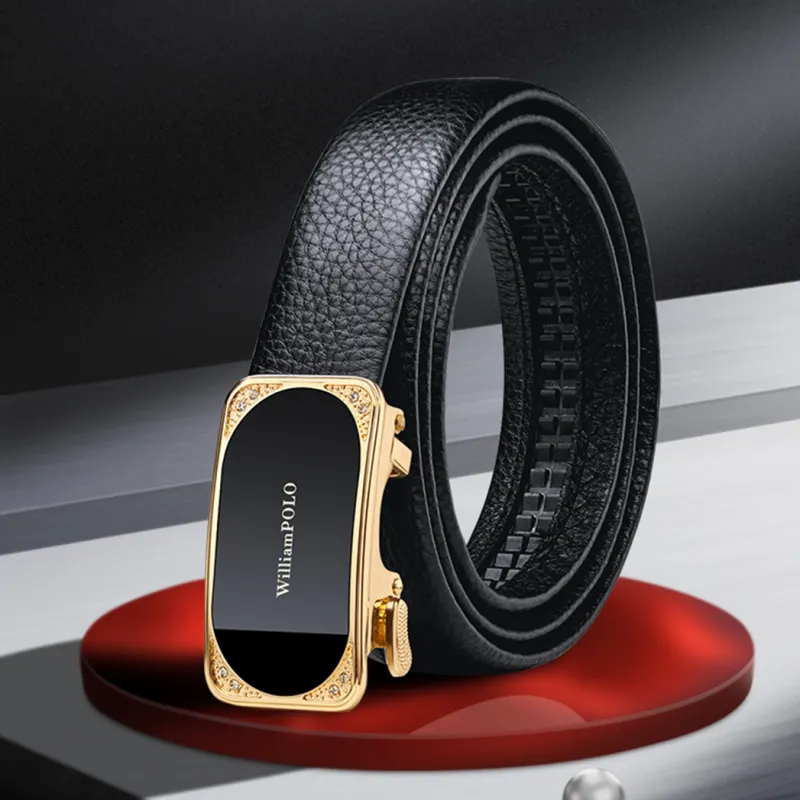 WilliamPOLO Cow Leather Top Grain Cow Leather Leather Belts Women's Black Width 3.0cm-6