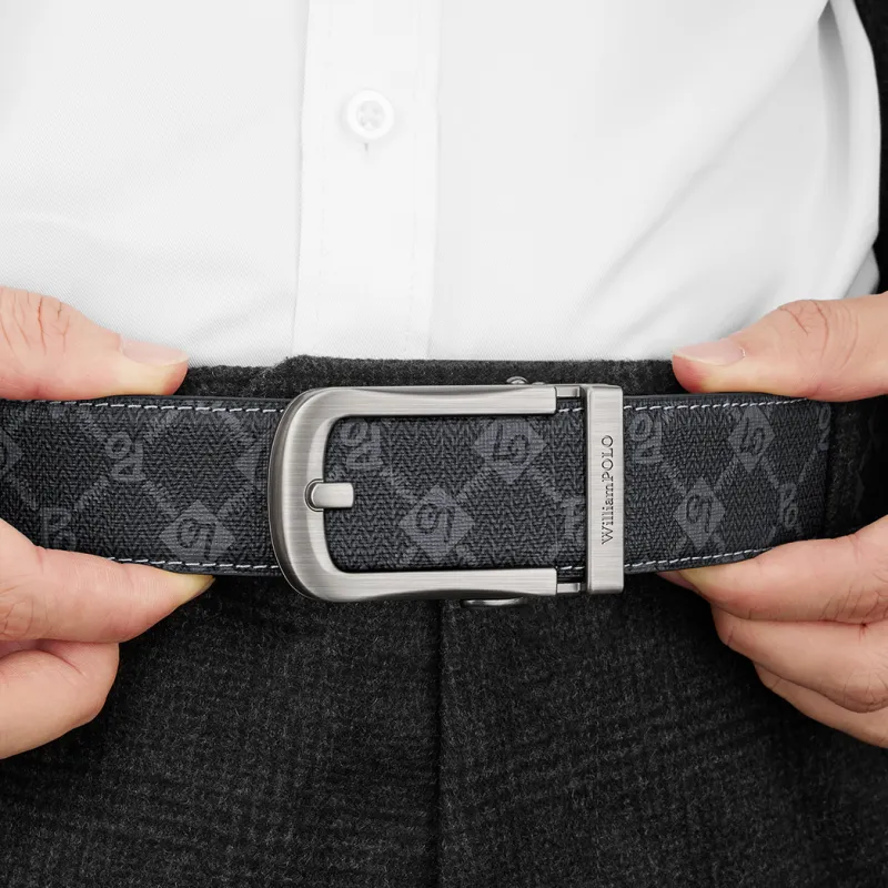 WilliamPOLO Cow Leather/PVC Leather Belts Men's 3.5cm Width-6