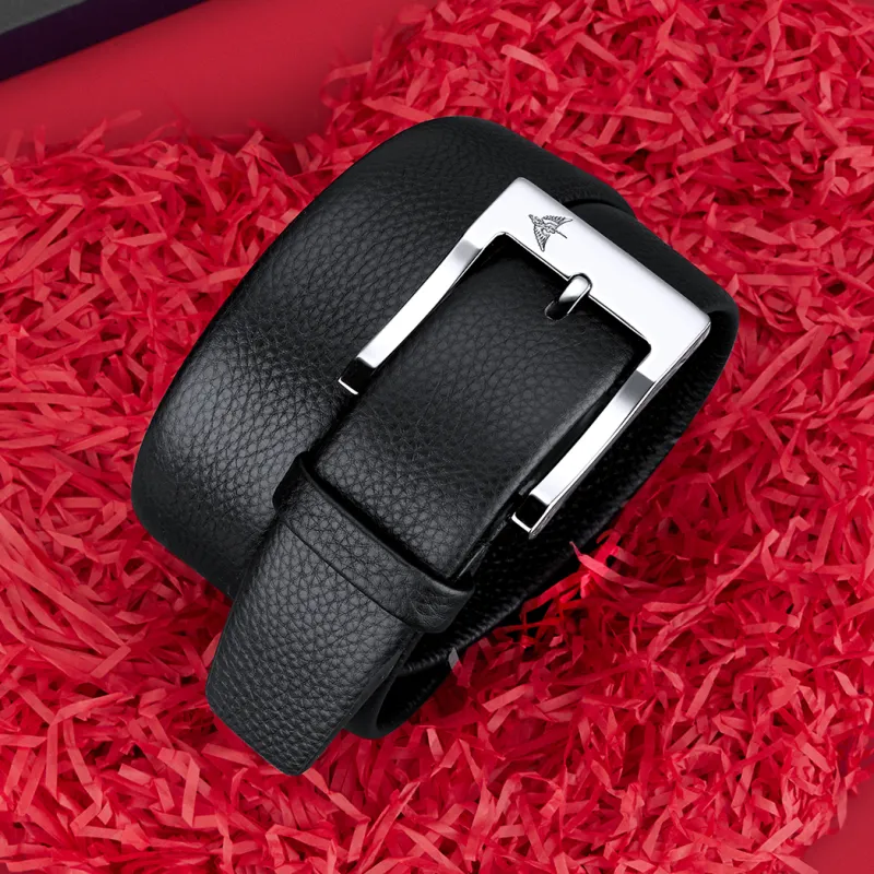 WilliamPOLO Cow Leather Leather Belts Men's Silver 3.8cm Width-6