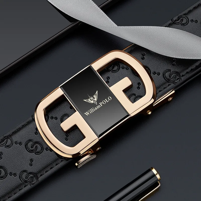WilliamPOLO Cow Leather Belts Men's 3.5cm Width-15