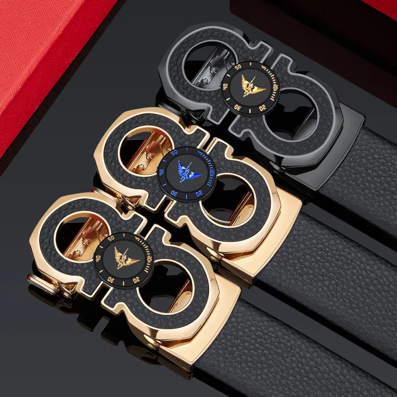 WilliamPOLO Cow Leather Belt Men's 3 Colors Available For Selection 3.5cm Width-10