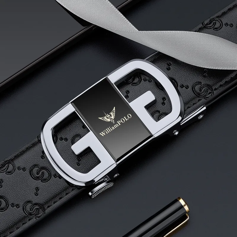 WilliamPOLO Cow Leather Belts Men's 3.5cm Width-22