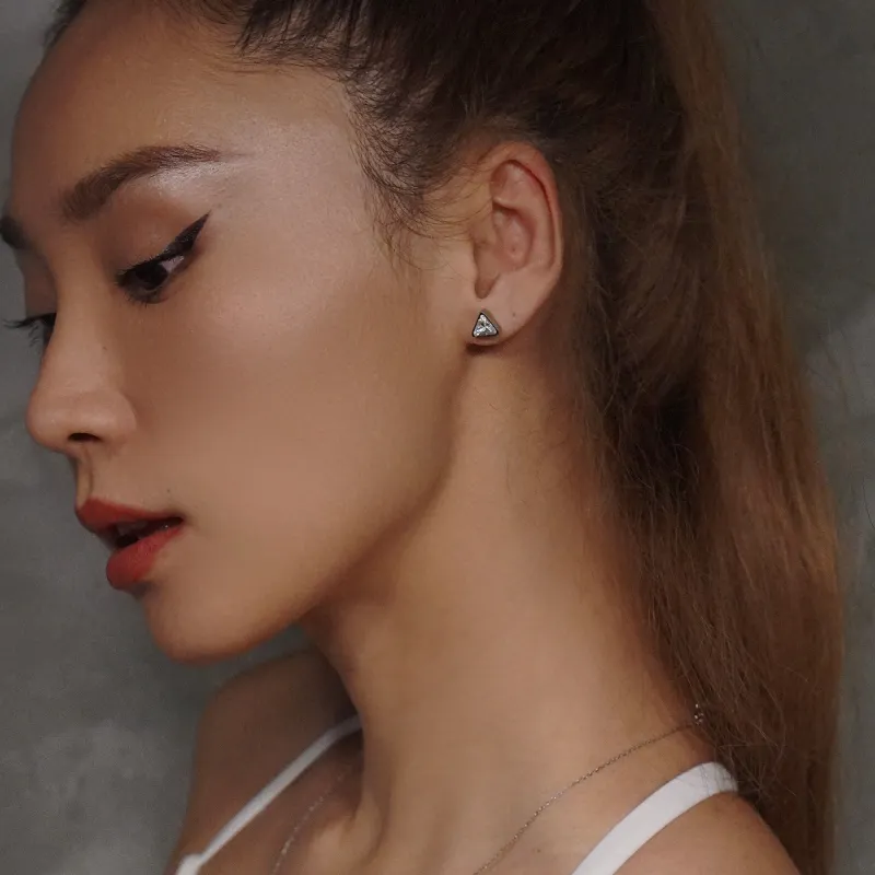 ICE ROCK S925 Silver Stud Earrings Unisex-2