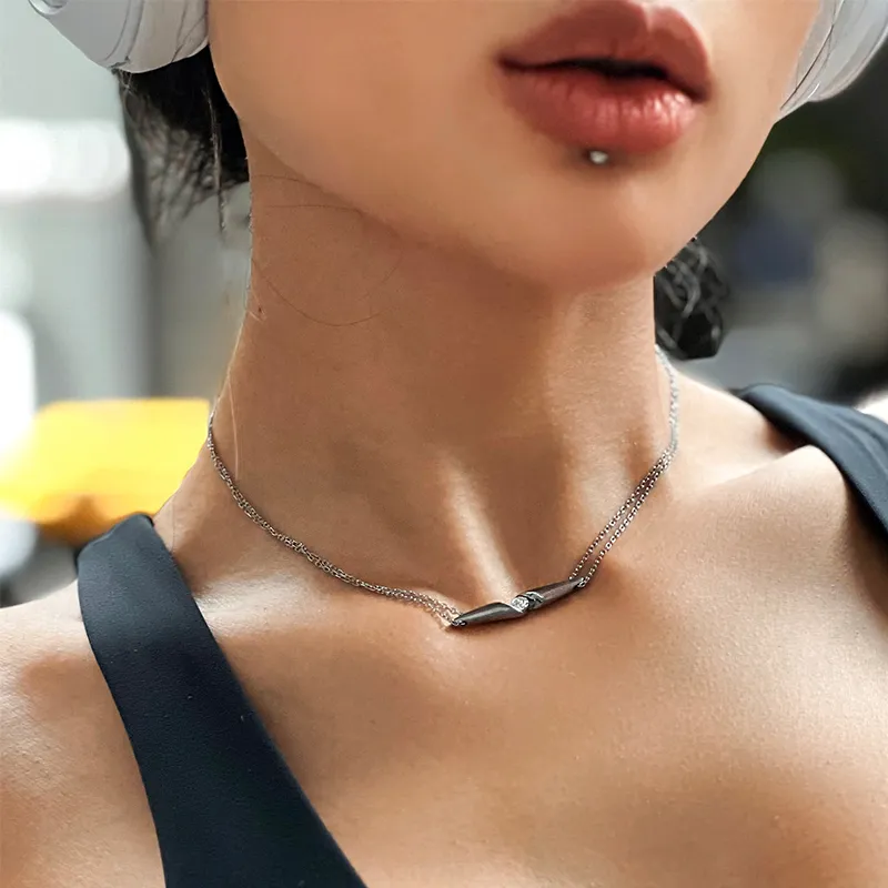 ICE ROCK Titanium Steel Necklaces Women's-5