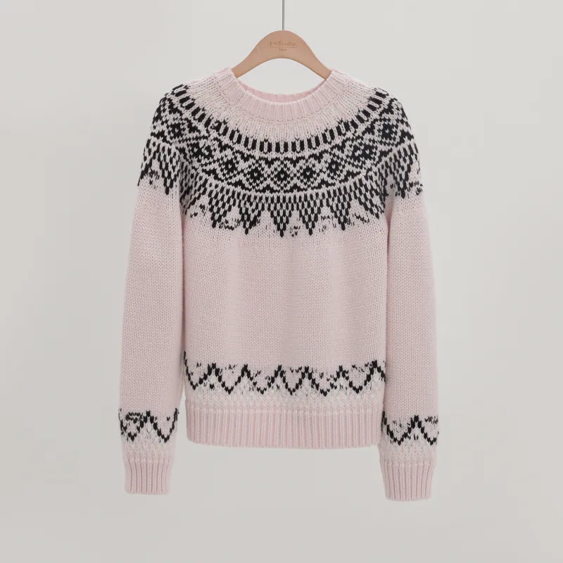 Fstudio Far Island Knitted Fabric Sweater Women's Pink-2