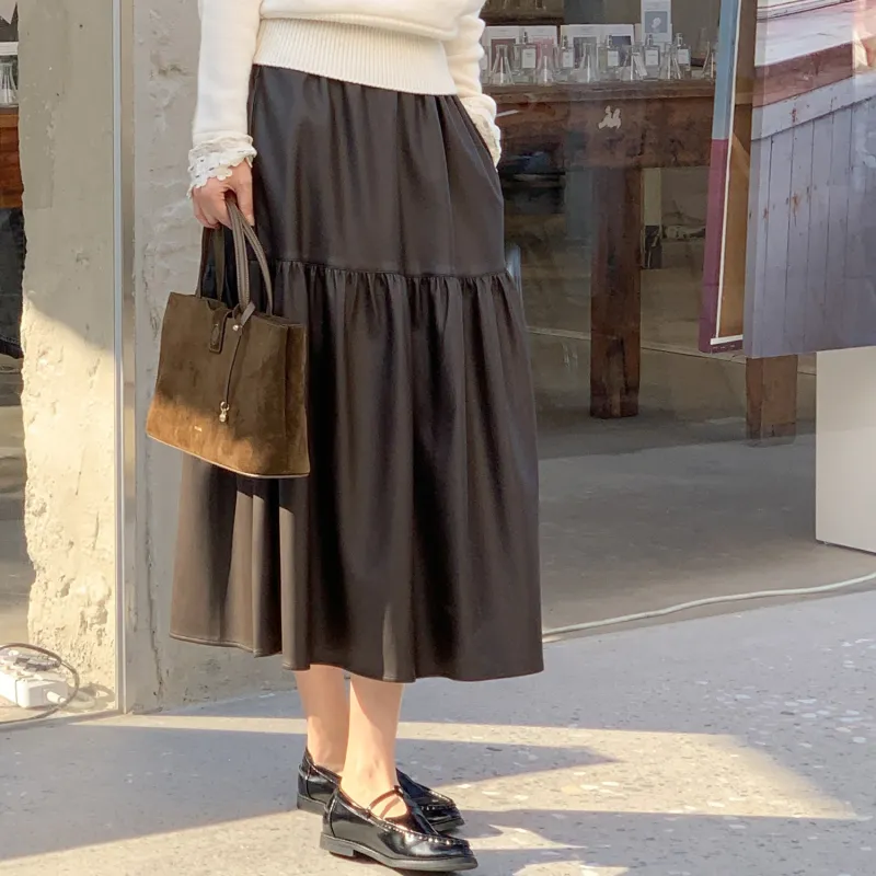 Fstudio Leather Long Skirts Women's-11