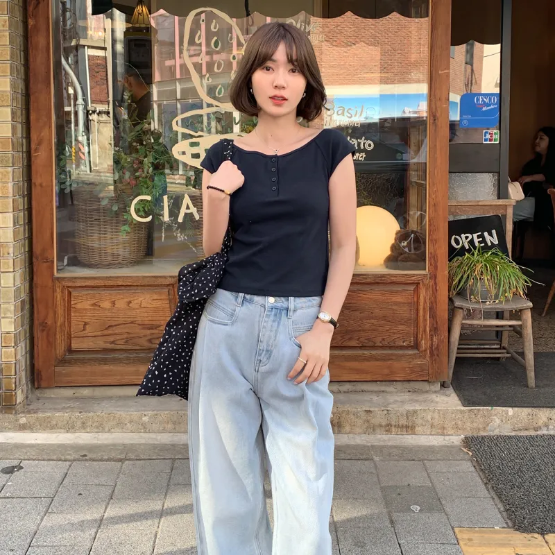 Fstudio Summer Crew Neck Fashion Solid Color Versatile Short Sleeved T Shirts Women's-4