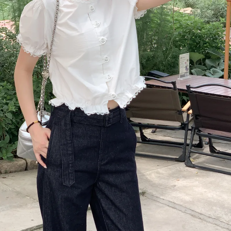 Fstudio Summer Korean Style High Rise Straight Fit Slimming Casual Versatile Jeans Women's-6