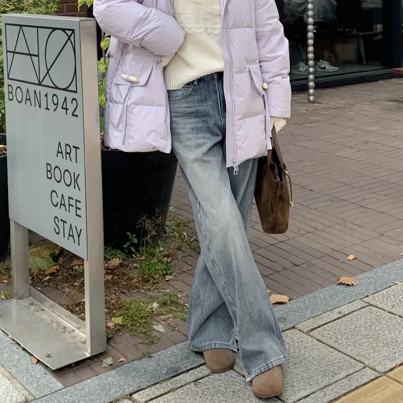 Fstudio Fall And Winter Korean Commute Straight Fit Casual Jeans Women's Blue-2