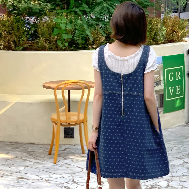 Fstudio Denim Strap Skirt Women's Blue-3