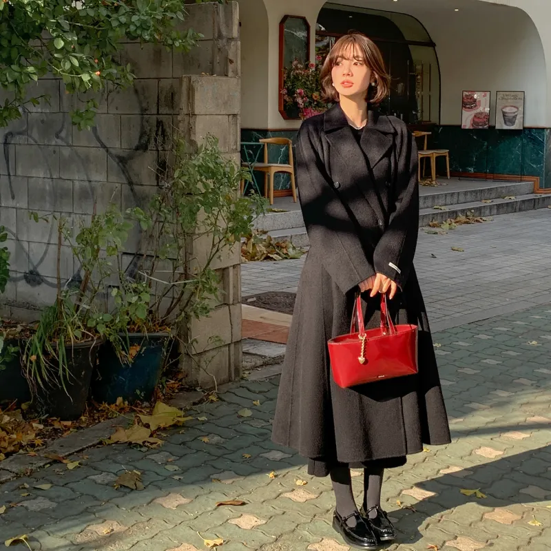 Fstudio Korean Elegance Commute Minimalist Style Coat Women's Black-6