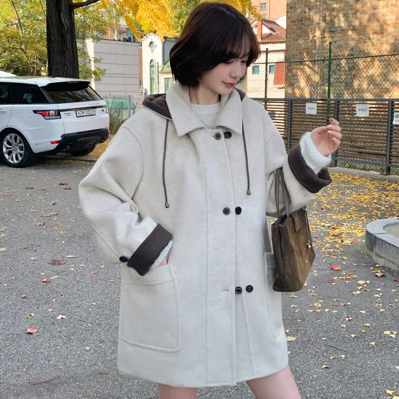 Fstudio Fall And Winter Korean Elegance Commute Mid Length Coat Women's Apricot-2
