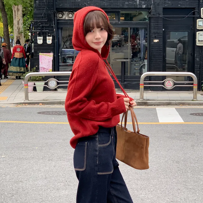 Fstudio Fall And Winter Korean Style Hooded Design Solid Color Inner Layer Wool Sweaters Women's-2