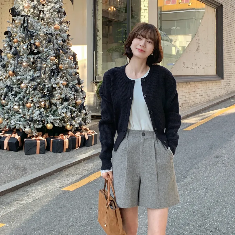 Fstudio Korean Petite Commute Vintage Sheep Wool Shorts Women's-9