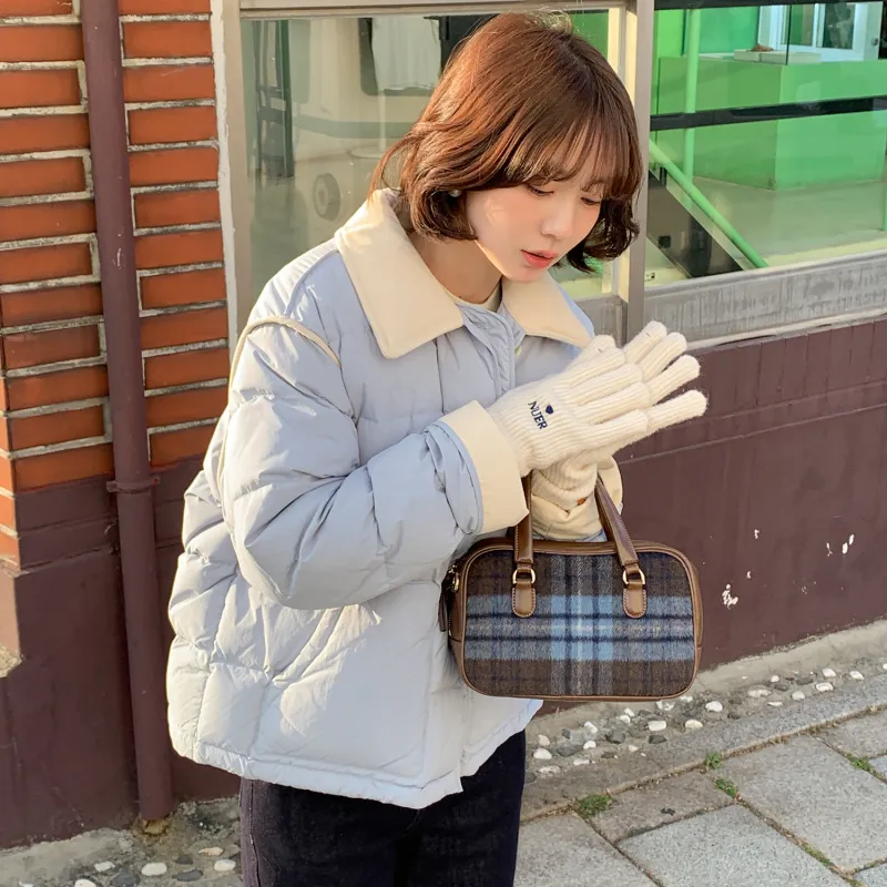 Fstudio Korean Petite 90 Fill Power White Duck Down Thickened Long Sleeved Down Jacket Women's Blue-4