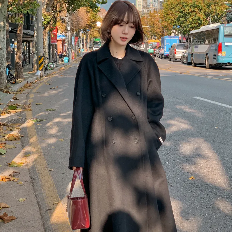 Fstudio Korean Elegance Commute Minimalist Style Coat Women's Black-4