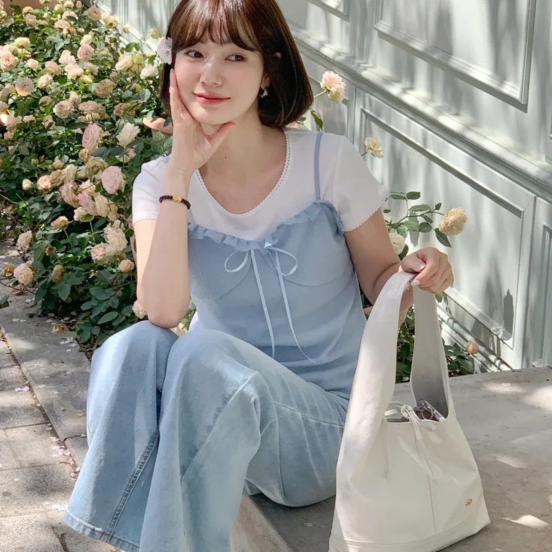 Fstudio Korean Style Ambient Layered Bowknot Inner Camisole Women's-4