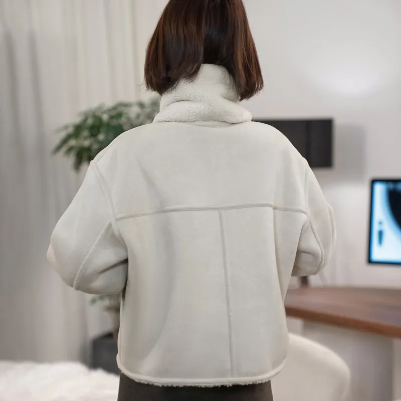 Fstudio Velvet feel Coat Women's White-3
