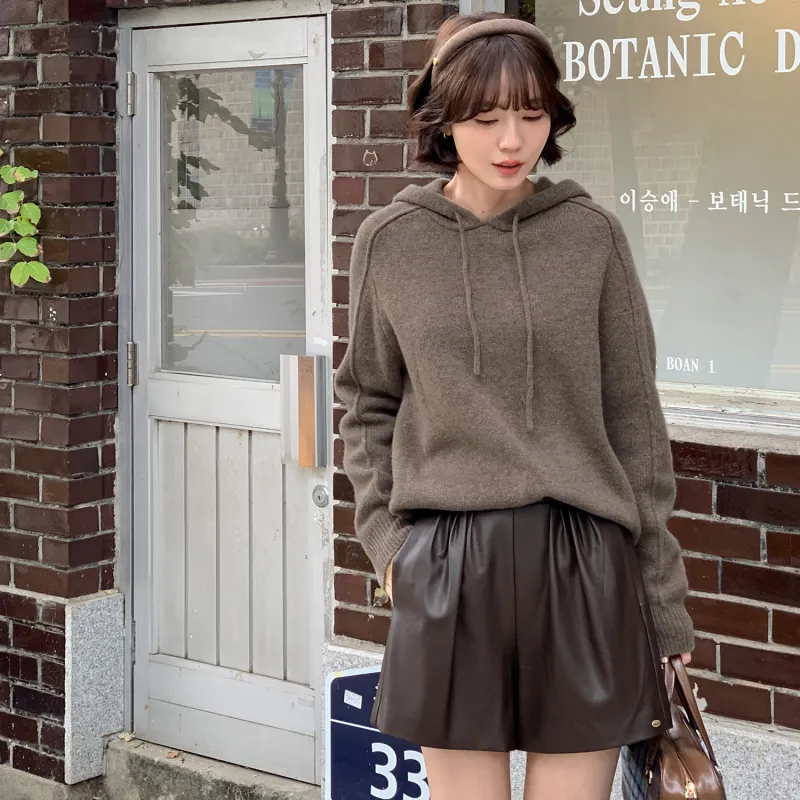 Fstudio Fall And Winter Korean Style Hooded Design Solid Color Inner Layer Wool Sweaters Women's-9