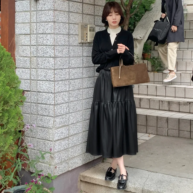 Fstudio Leather Long Skirts Women's-3
