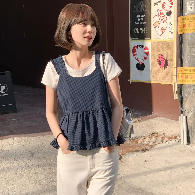 Fstudio Korean Style Thin Crew Neck Versatile Minimalist Style Short Sleeved T Shirts Women's-3
