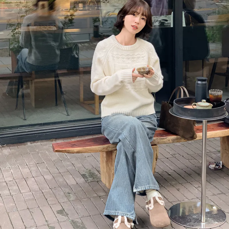 Fstudio Fall And Winter Korean Commute Straight Fit Casual Jeans Women's Blue-6