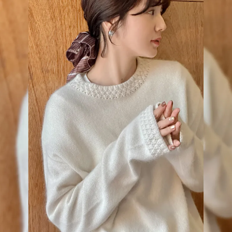 Fstudio Korean-Style Autumn And Winter Crew Neck Small Design Atmosphere Wool Knitwear Women's-3